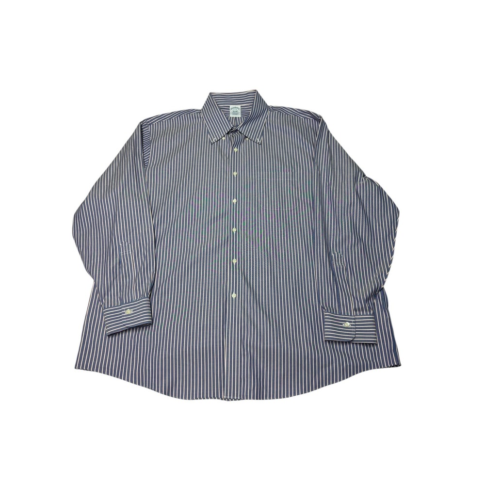 Brooks Brothers Mens‎ 18-35 Non-Iron Stretch Shirt Regular Fit Striped Blue Red